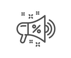 Sale megaphone line icon. Discount shopping sign. Clearance symbol. Quality design element. Classic style sale. Editable stroke. Vector