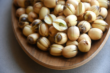 Fresh lotus seeds piled.