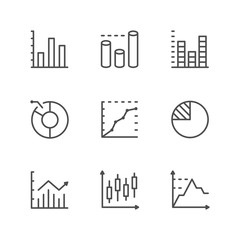 Set line icons of graph and diagram