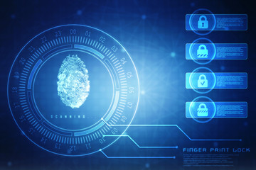 Fingerprint Scanning Technology Concept 2d Illustration
