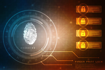 Fingerprint Scanning Technology Concept 2d Illustration