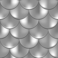 Mermaid or fish scale seamless pattern with holographic effect. Shiny mermaid vector background. Silver pattern swatch. © Elya.Q