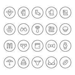 Set round line icons of accessories