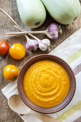 Squash caviar with garlic and tomatoes