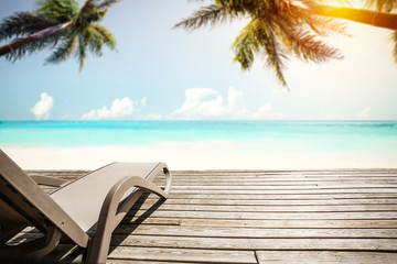 Summer chair and wooden space 