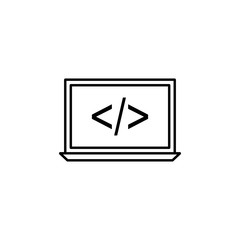 laptop coding icon. Element of online and web for mobile concept and web apps icon. Thin line icon for website design and development, app development. Premium icon