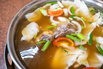 delicious taiwanese cuisine: beef hot pot, a famous snack cooked in Tainan Taiwan