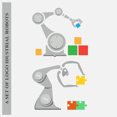 A set of logos industrial robots on a white background