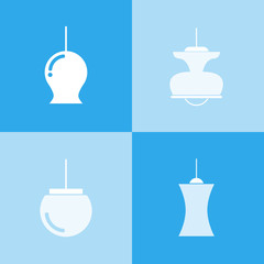 ceiling lamp icons set in blue background