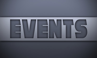 events - word on silver background
