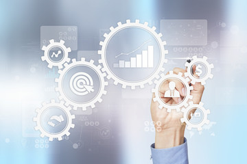 Business process concept on the virtual screen.