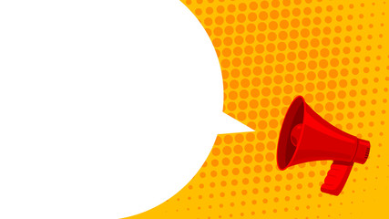 Megaphone white bubble for social media marketing concept. Vector announce for marketing