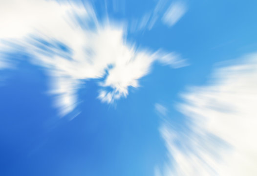 movement speed approaching upward blue sky white clouds fast lines blur background air light