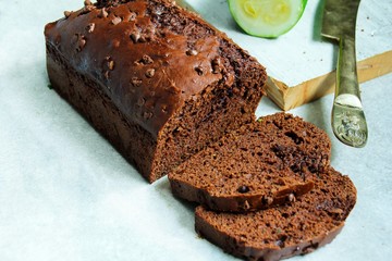 Homemade Chocolate Zucchini Bread, selective focus