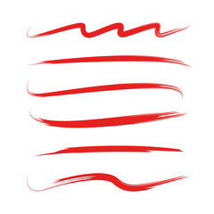 red brush stroke set
