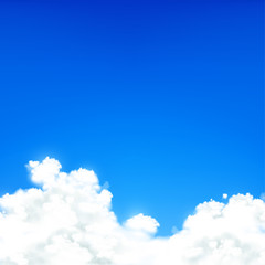 White clouds against blue sky. Natural background.