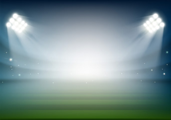 Blank football field on the stadium. Sports background illuminat
