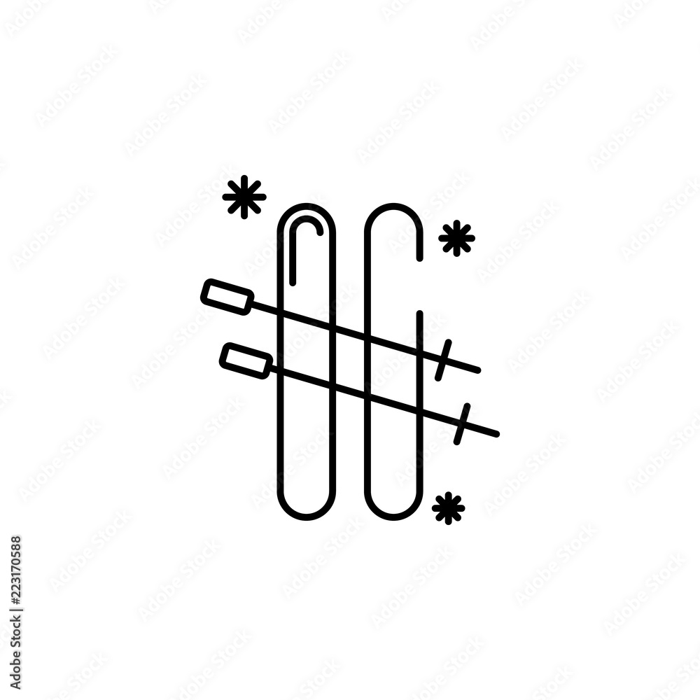 Poster skiing snow concept line icon. simple element illustration. skiing snow concept outline symbol desig