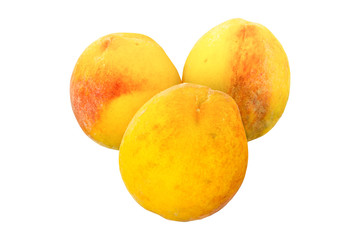 three mature fresh juicy whole peaches whole fruits appetizing source of vitamins