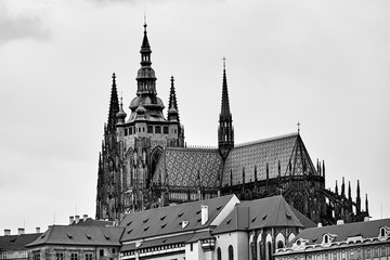 Fototapeta na wymiar Prague Castle. Prague, Czech Republic. Architecture and landmark of Prague. Black and White