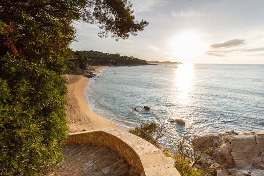 Beautiful Spanish coast in Costa Brava, Playa de Aro, Spain, near Barcelona