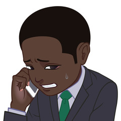 気まずい通話中のちびキャラ　男性　タイプE