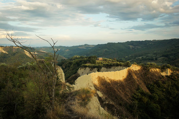 Calanchi valley and chalk cliffs near Civita di Bagnoregio
