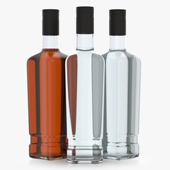 Bottle with alcohol on a white background 3d illustration