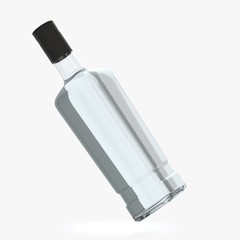 Bottle with alcohol on a white background 3d illustration