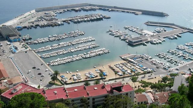 Yacht club, marina with large number of boats, yachts, sailboat and pleasure boats. Boat tour, short sea trip. Mediterranean sea. 
