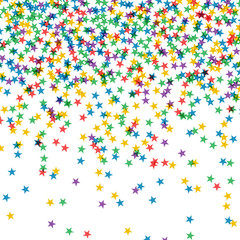 Colored confetti stars. Vector background.