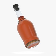 Bottle with alcohol on a white background 3d illustration