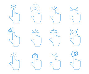 touch pad gestures icons, hand pointer icons, click icons