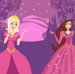 Beautiful fairy with magic wand in the night