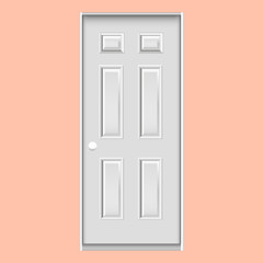 Wooden doors with plug-in glass realistic vector.