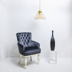 Composition of furniture and lamp on a light background