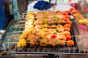 Barbecue grill with various kinds of meat, close-up.