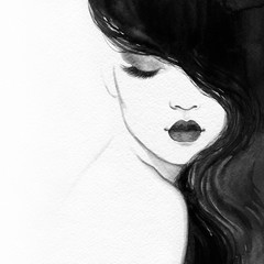 beautiful woman. fashion illustration. watercolor painting