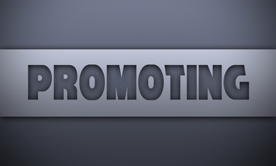 promoting - word on silver background