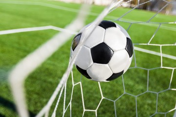 Fototapeta na wymiar Soccer Ball in a Net