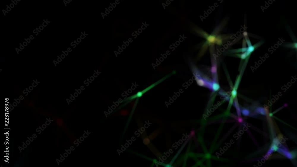 Poster a color neural network.3d rendered abstract plexus shapes. connection and web concept. digital, comm