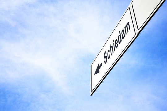 Signboard pointing towards Schiedam