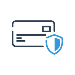 Line art. Credit card protection and security
