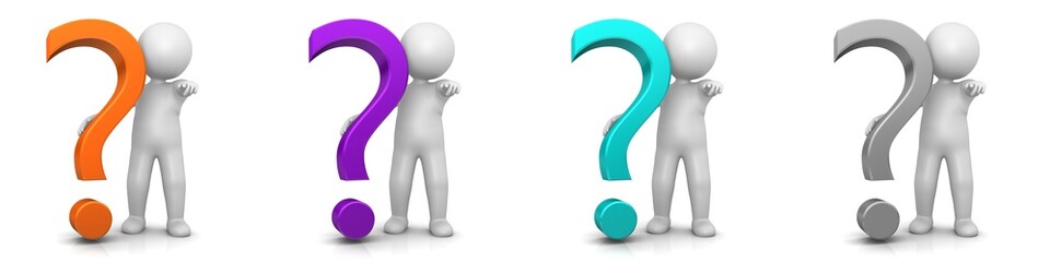 interrogation point 3d question mark stick figure man isolated