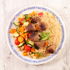 couscous with beef ball and vegetable