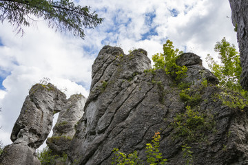 Fototapeta na wymiar rocks near the Ogrodzieniec castle in southern Poland