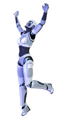 3D Rendering Female Robot on White