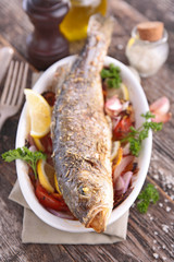 grilled fish and vegetable