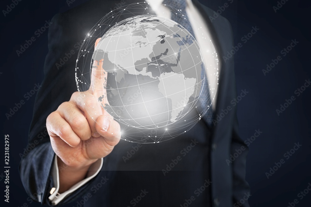 Sticker Businessman drawing earth on background