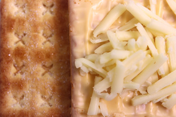 cracker cheese jam close up view